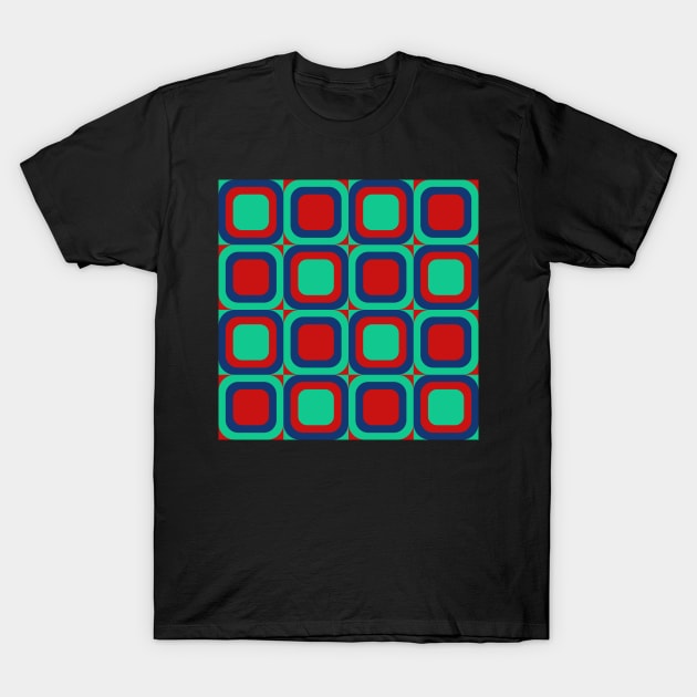 bright retro geometrical abstract design T-Shirt by pauloneill-art